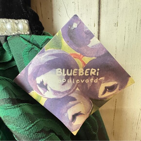 Blueberi Boulevard Girl’s  Black and Green Holiday Festive Dress Sz 6X NWT - Picture 7 of 11